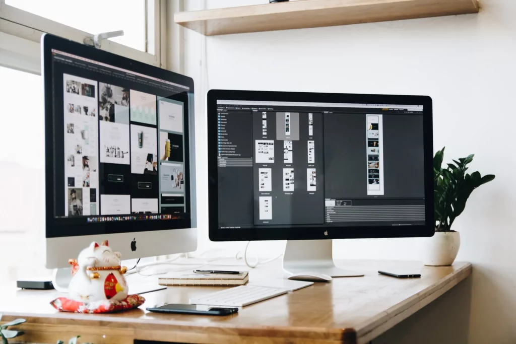 two computer screens