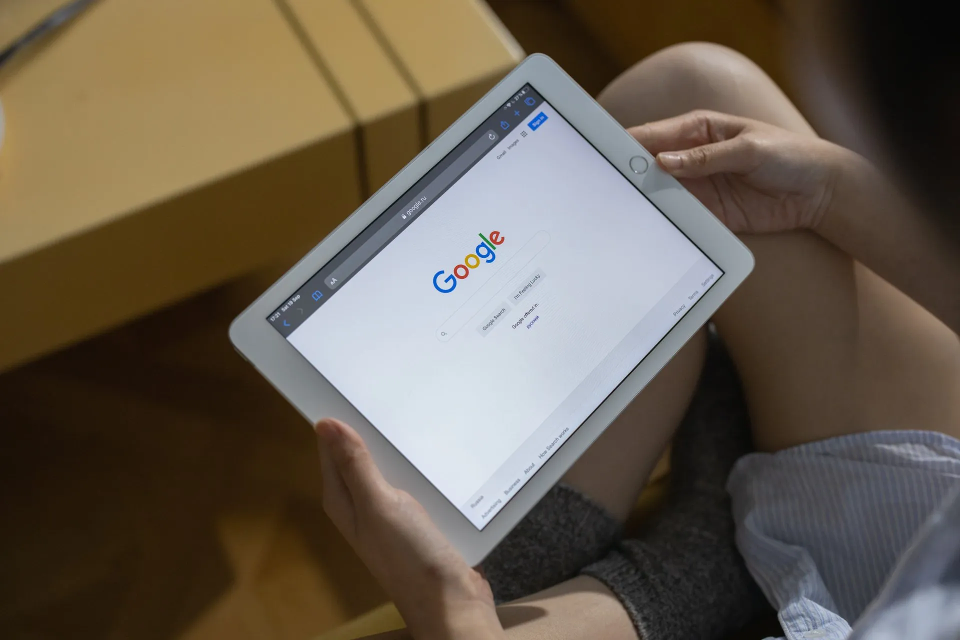 google page open in the tablet